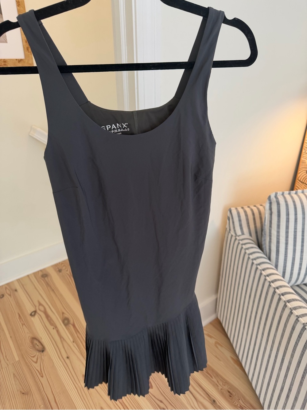 Spanx charcoal Pleated-Hem Tank Dress size S